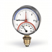 Термоманометр радиальный WATTS F+R828 (TMRP) - 1/2" (D-80 мм, шкала 0-120 °C / 0-10 бар)