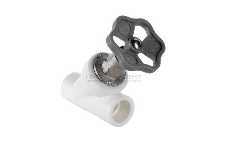 Кран вентильный косой VALTEC VTp.714 - 25 (для полипропиленовых труб под пайку, цвет белый)