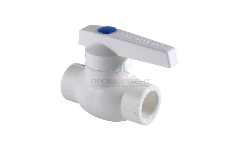 Кран шаровой VALTEC VTp.743 - 32 (c латунной гильзой, для полипропиленовых труб под пайку, белый)