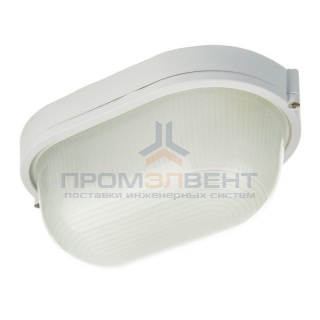 11-14 бел (НБП 04-60-001) Свет-ик влагозащ,овал белый,алюминий,рас-ль стекло,IP54,E27,60Вт,130С