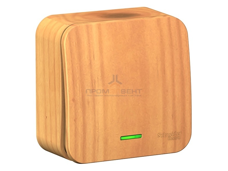 Выключатель 1-клавишный с подсветкой (cх.1) Blanca Schneider Electric 10А 250В ясень