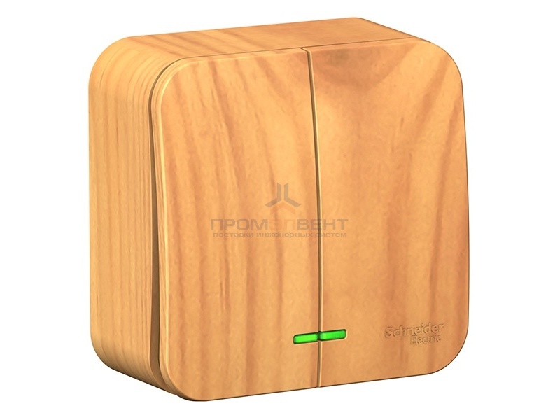 Выключатель 2-клавишный с подсветкой (cх.5) Blanca Schneider Electric 10А 250В ясень изол.пластина