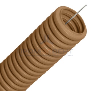Труба гофрированная ПВХ д16 под дерево (бук) с протяжкой (бухта 25м)