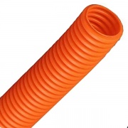 Труба ПНД гофрированная DKC д.40мм, тяжёлая с протяжкой, цвет оранжевый [бухта 20м]