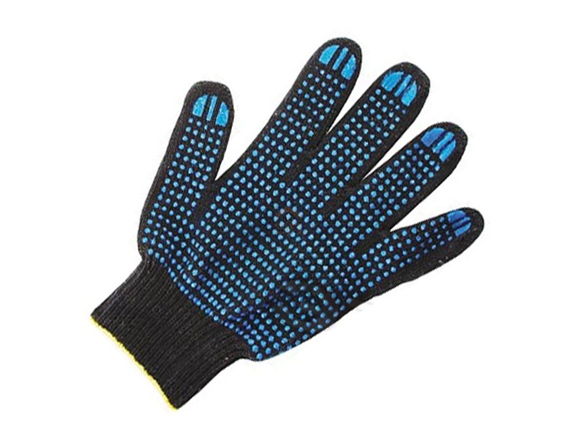 Перчатки вязаные 4 нити х/б ПВХ 10 класс черные